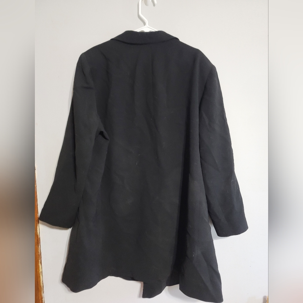 Lafayette‎ 148 Black Trench Coat Size 3X Jacket Pockets Open Blazer - Picture 3 of 5
